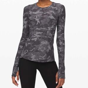 Lululemon Runderful Long Sleeve ~ Incognito Camo HTR Black
